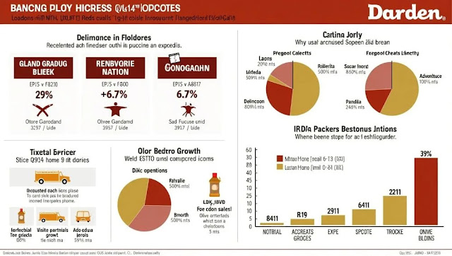 Infographic showing Darden Restaurants’ Q4 FY2025 earnings performance — revenue ($3.27B), EPS ($2.98), same-store sales growth (4.6%) — along with brand-wise performance (Olive Garden, LongHorn Steakhouse) and strategic highlights including acquisitions, digital expansion, and Indian restaurant industry parallels.