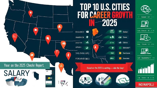 Map of the U.S. highlighting the top 10 cities for job