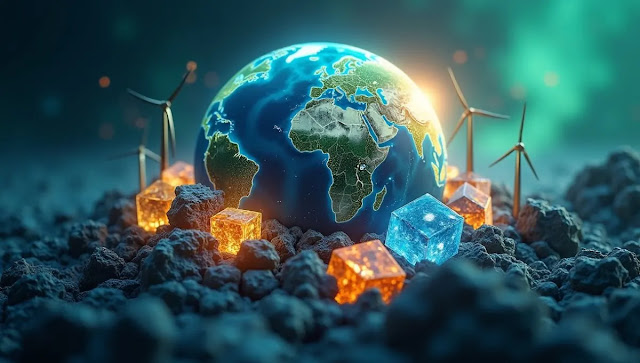 globe surrounded by glowing lithium,