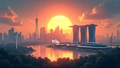 Singapore’s skyline glowing