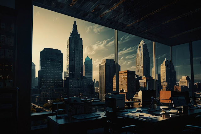 newsroom-style illustration of downtown