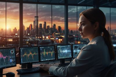 futuristic AI circuits overlaying US factories