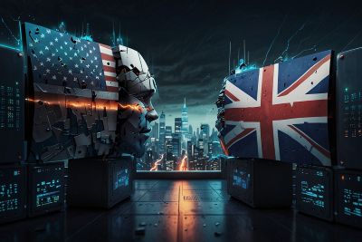 US and UK flags facing each