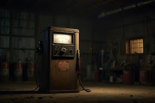 antique fuel pump in a dusty