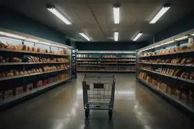 supermarket with completely empty shelves