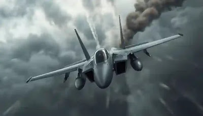 ​Premium American F-15 jet flying in smoke.