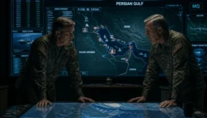 Military commanders in the command room.