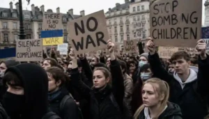 Anti-war street protest in Europe.