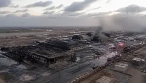 Gulf base drone attack smoke