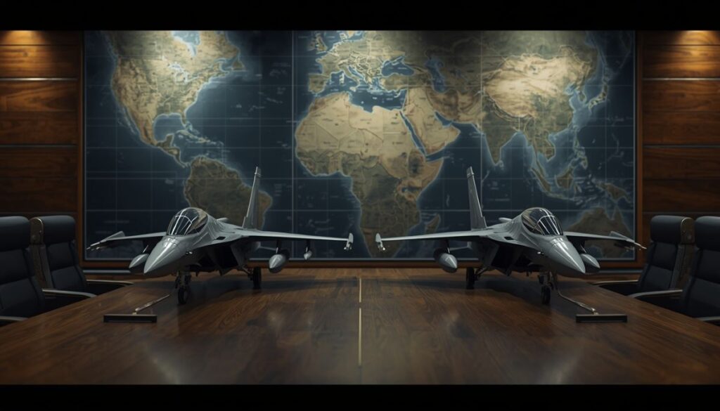 Geopolitical maps and military documents detailing secret US-Iran talks. 