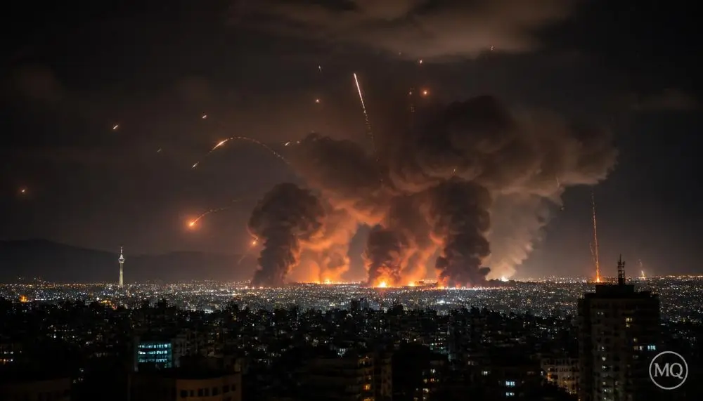 Tehran night air strikes smoke