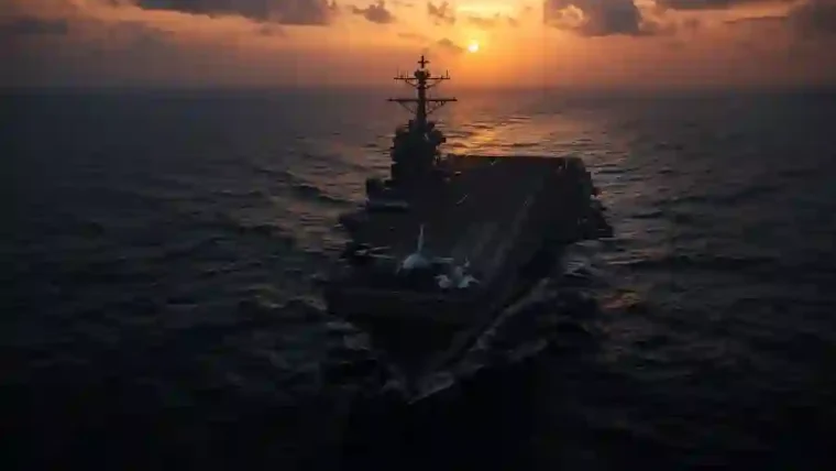 US aircraft carrier at sea in West Asia