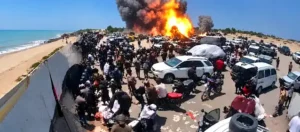 yemen war escalation: Crowd near coastal road after blast in Yemen