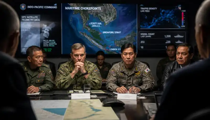 Middle East Crisis: Military screen showing Middle East