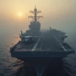 Iran War Crisis: UN Talks and Jet Routes Iran war crisis: Aircraft carrier in foggy maritime strait