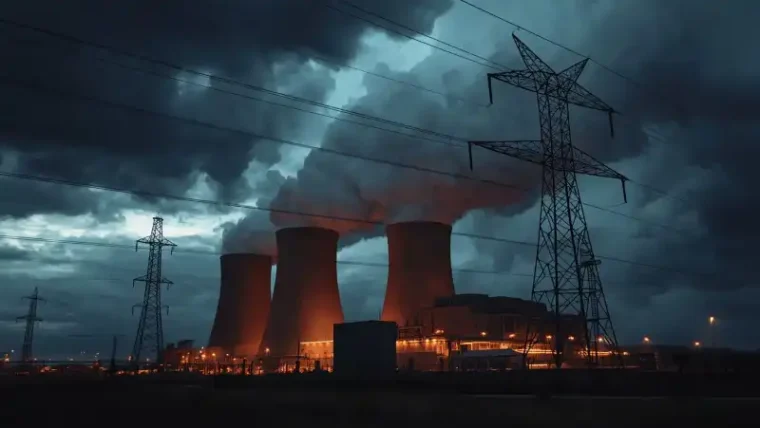 Iran war crisis: Nuclear research facility under stormy sky
