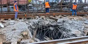 Russia Ukraine War Shifts: Damaged railway track explosion crater