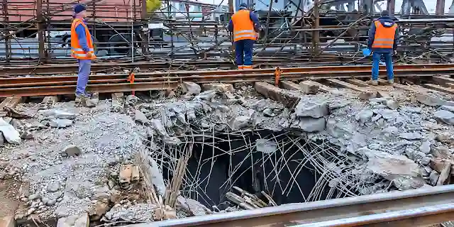 Russia Ukraine War Shifts: Damaged railway track explosion crater