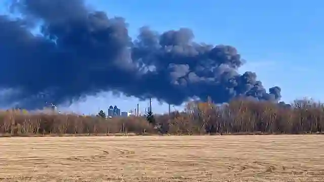 Russia-Ukraine War Shifts: Heavy smoke rising from industrial plant