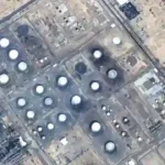 Satellite imagery of oil storage tanks