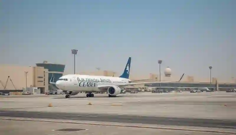 Grounded commercial passenger aircraft at King Khalid International Airport