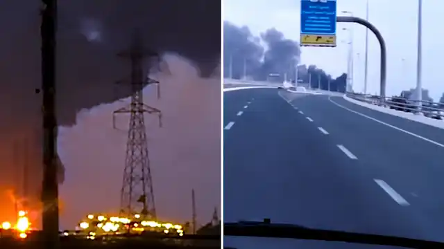 middle east escalation: Smoke rising along Saudi highway